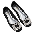 Crystal Buckle Ballet Flats, matching left and right pair in Black