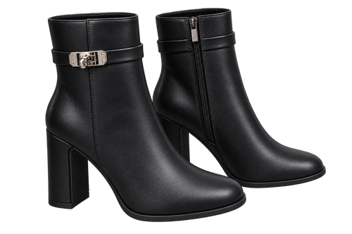 Buckle Ankle Boots, matching left and right pair in Black