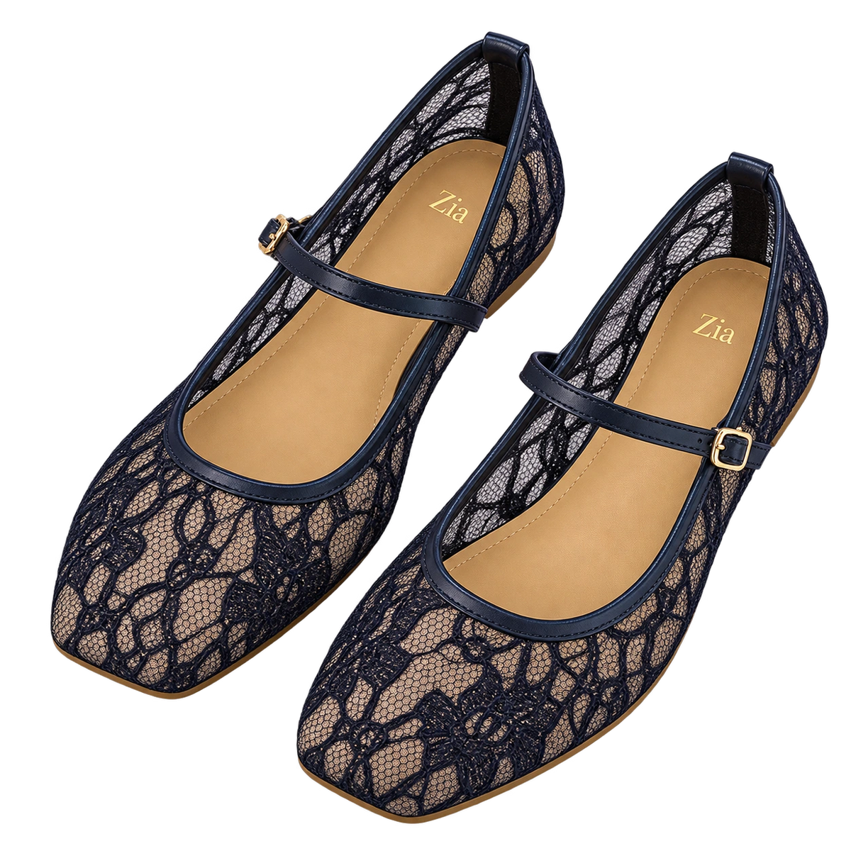 Floral Lace Mary Janes, matching left and right pair in Black