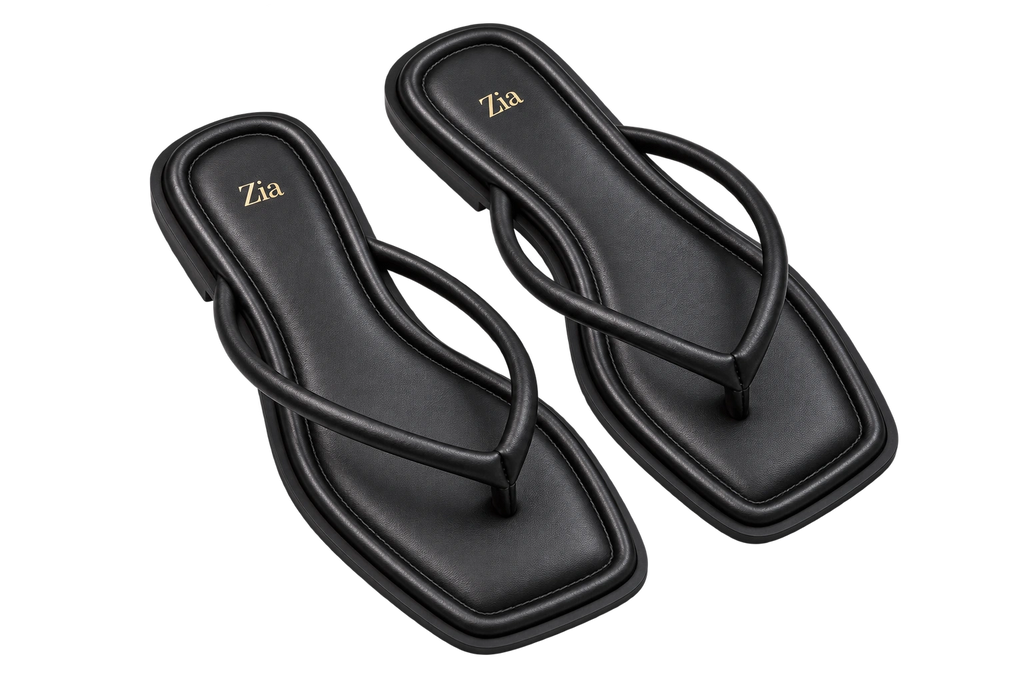 Minimal Thong Slides, matching left and right pair in Black