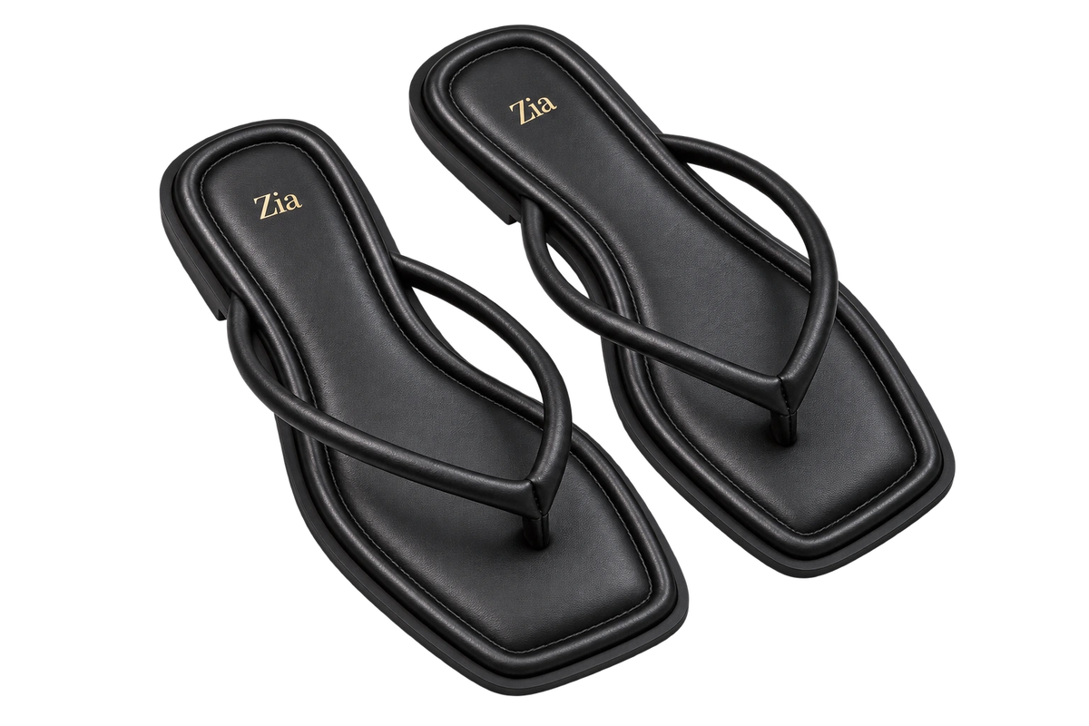 Minimal Thong Slides, matching left and right pair in Black