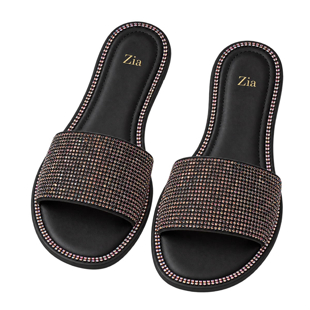 Glitter Band Slides, matching left and right pair in Black