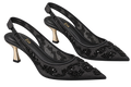 Floral Slingback Heels, matching left and right pair in Black