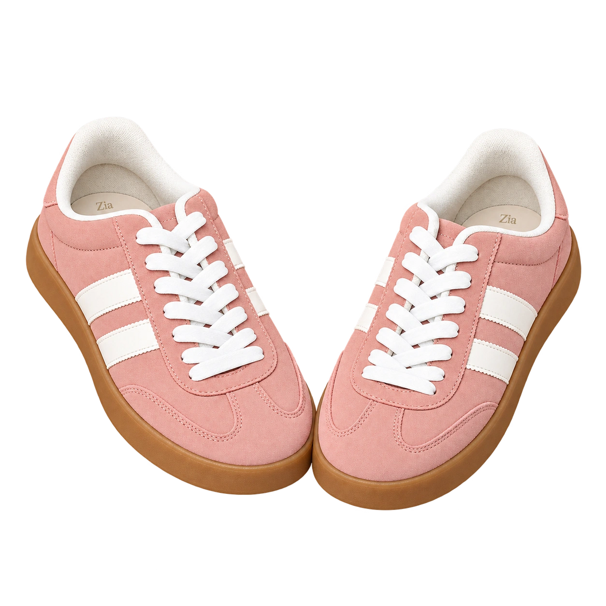 Retro Lace-Up Sneakers, matching left and right pair in Blush / White