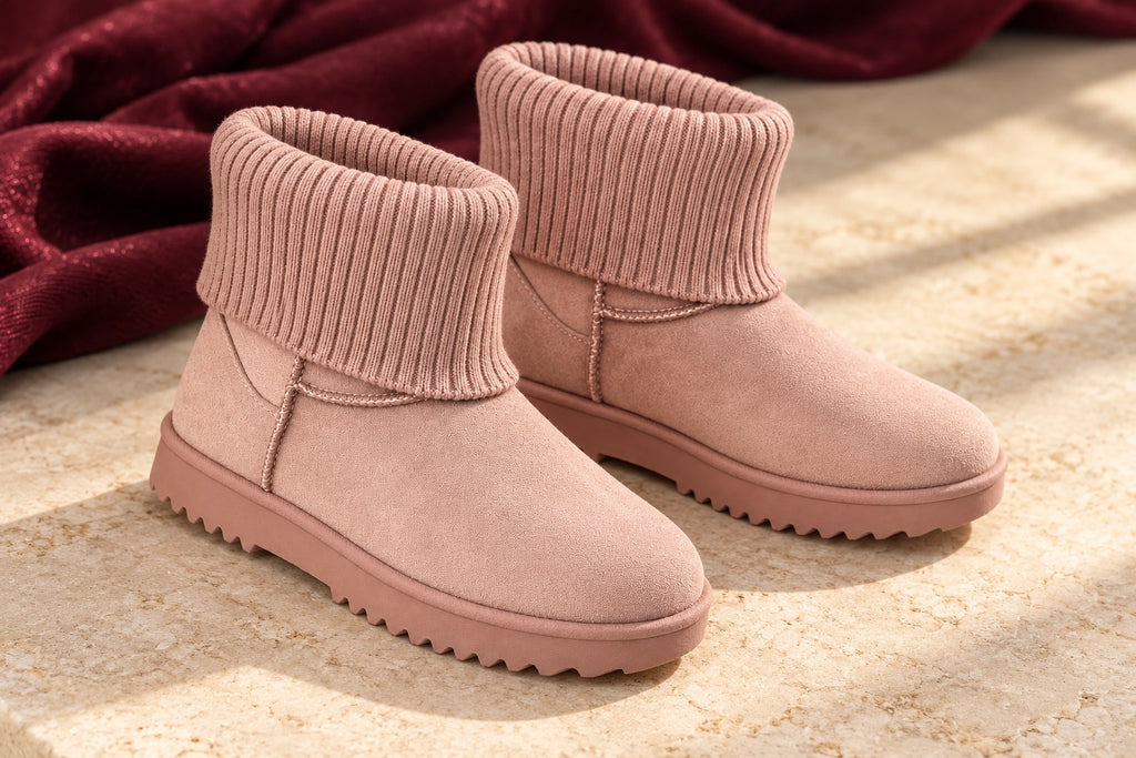 Knit Cuff Ankle Boots, editorial pair view