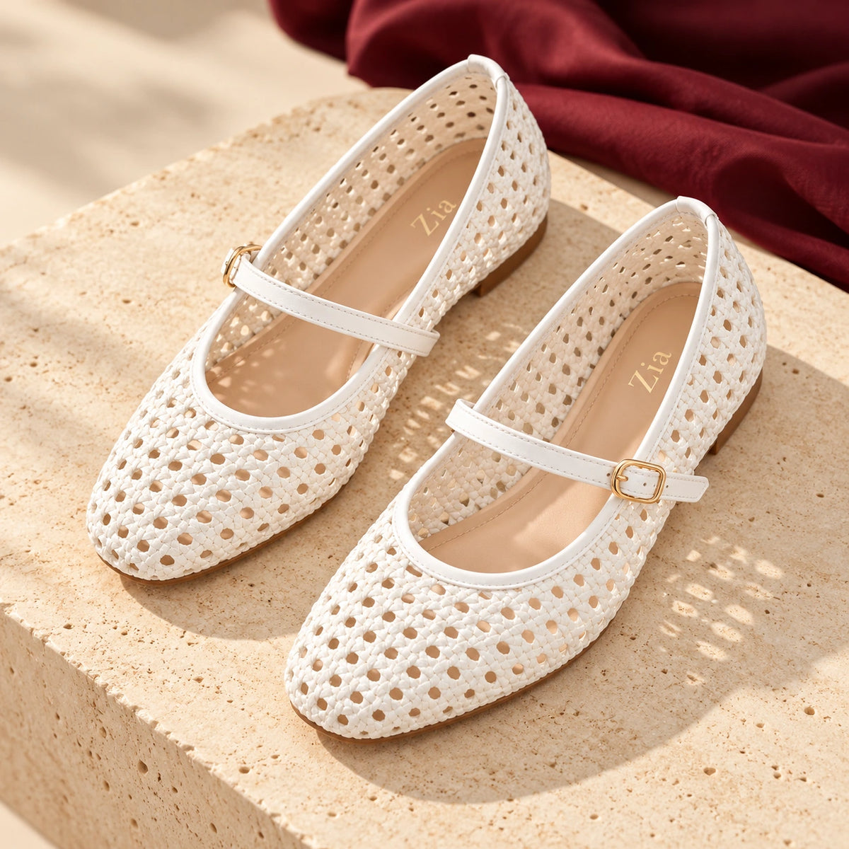 Open-Weave Mary Janes, editorial pair view