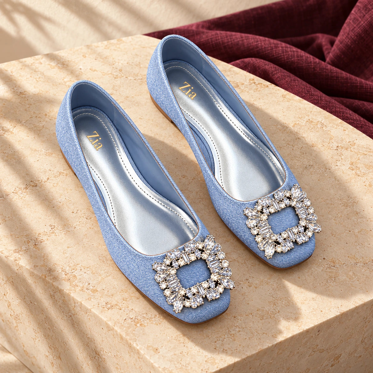Crystal Buckle Ballet Flats, editorial pair view