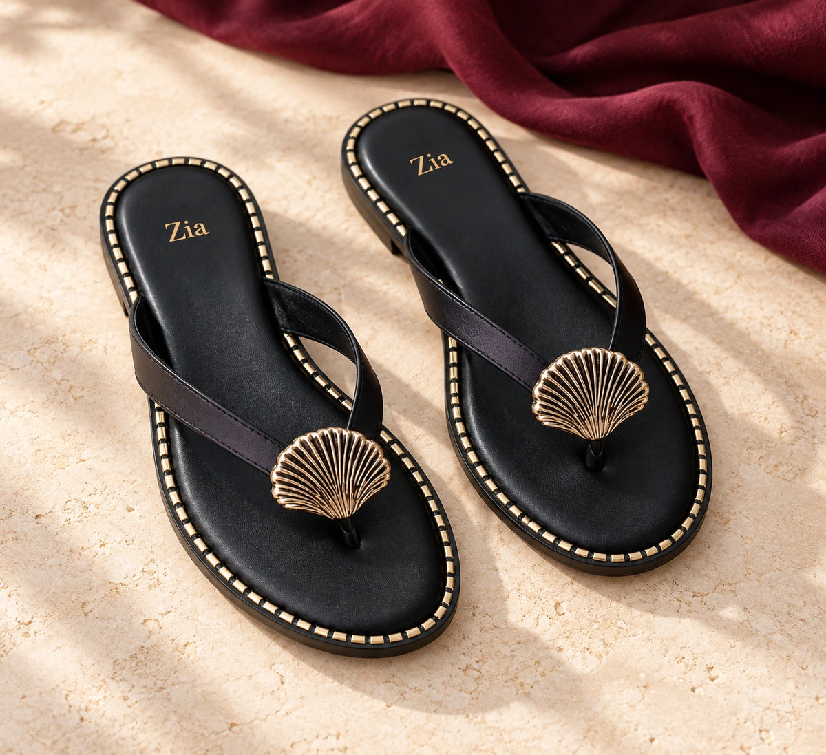 Shell Detail Thong Sandals, editorial pair view
