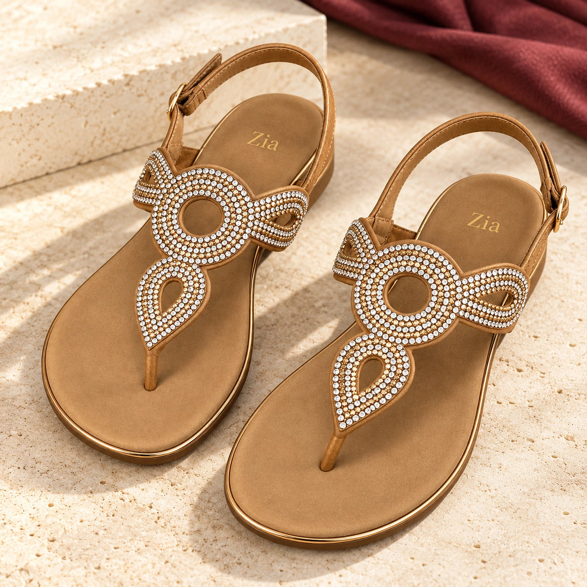 Crystal Medallion Sandals, editorial pair view