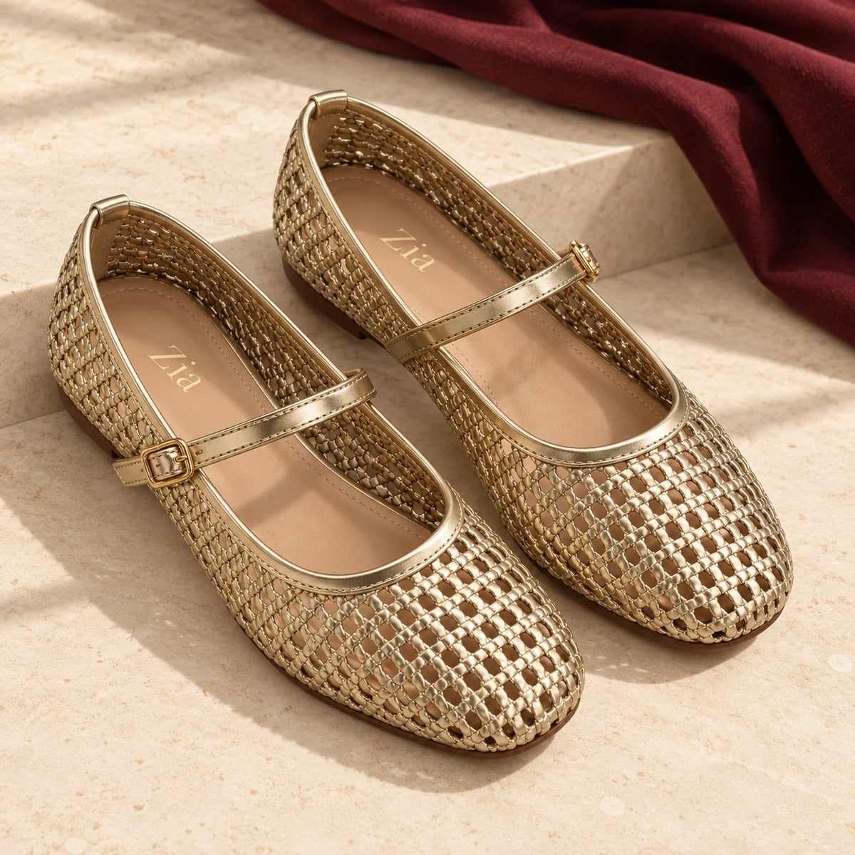 Woven Mary Janes, editorial pair view