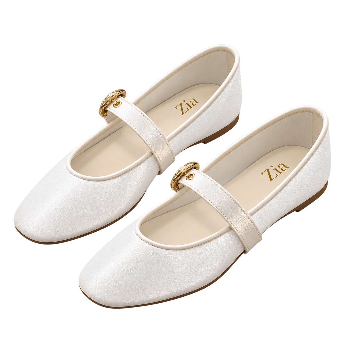 Glossy Mary Janes, matching left and right pair in Ivory