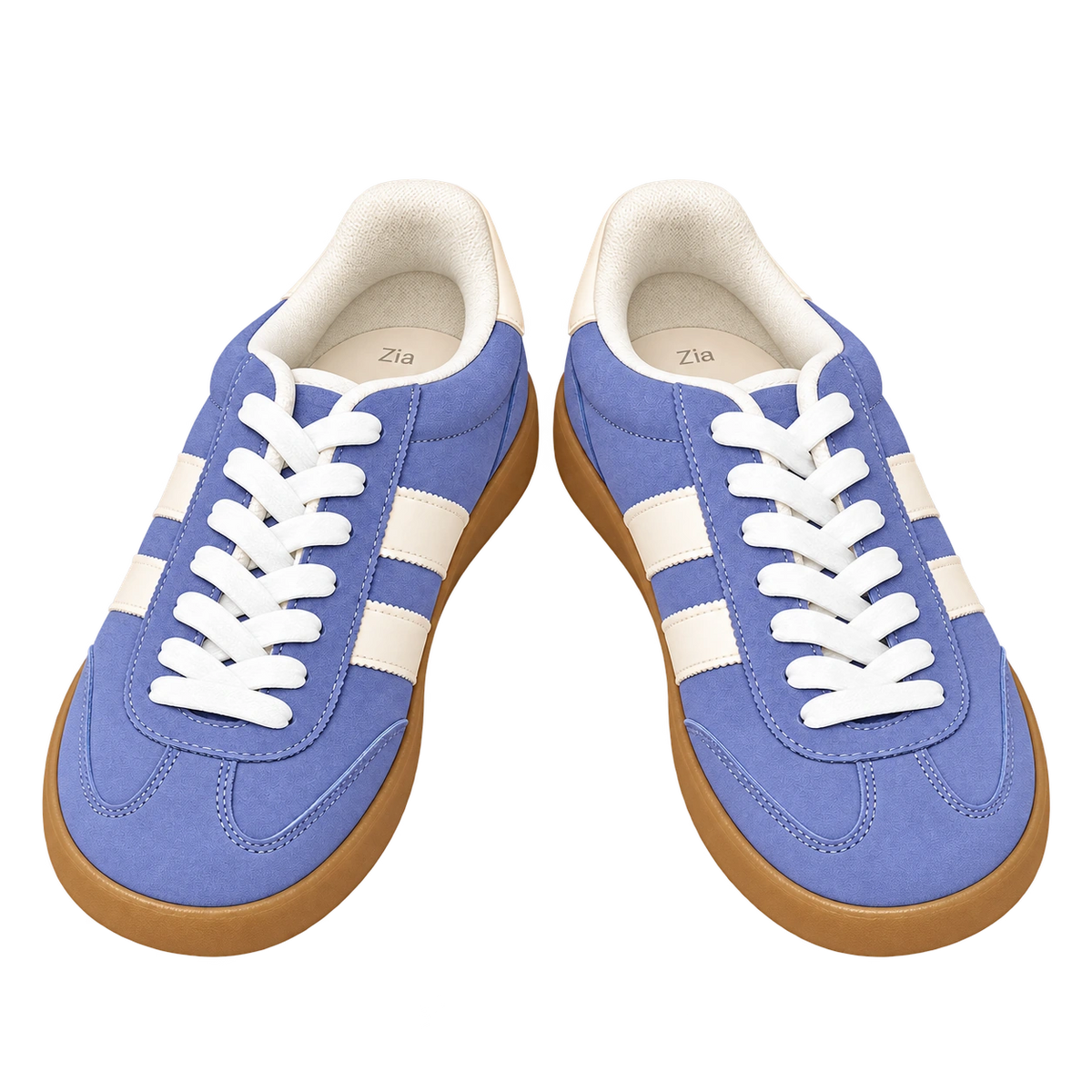 Retro Lace-Up Sneakers, matching left and right pair in Lavender / White