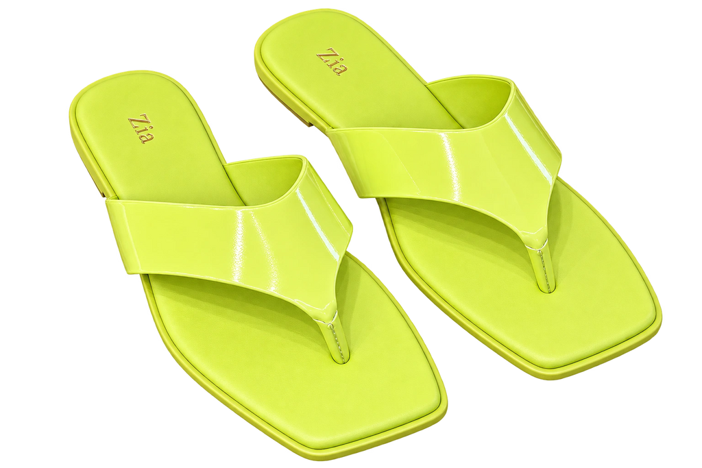 Neon Thong Slides, matching left and right pair in Lime