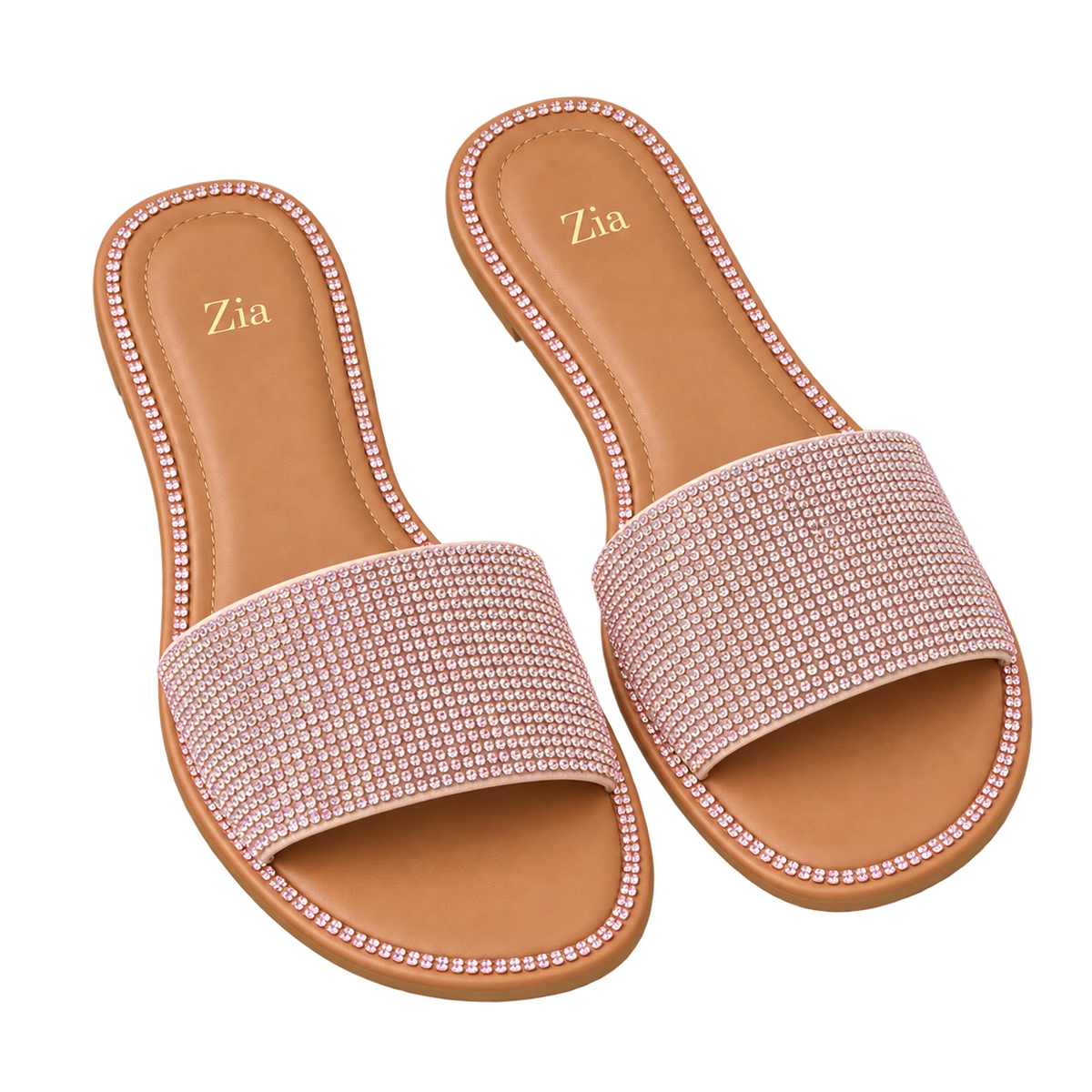 Glitter Band Slides, matching left and right pair in Pale Pink