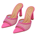 Crystal Pointed Mules, matching left and right pair in Pink