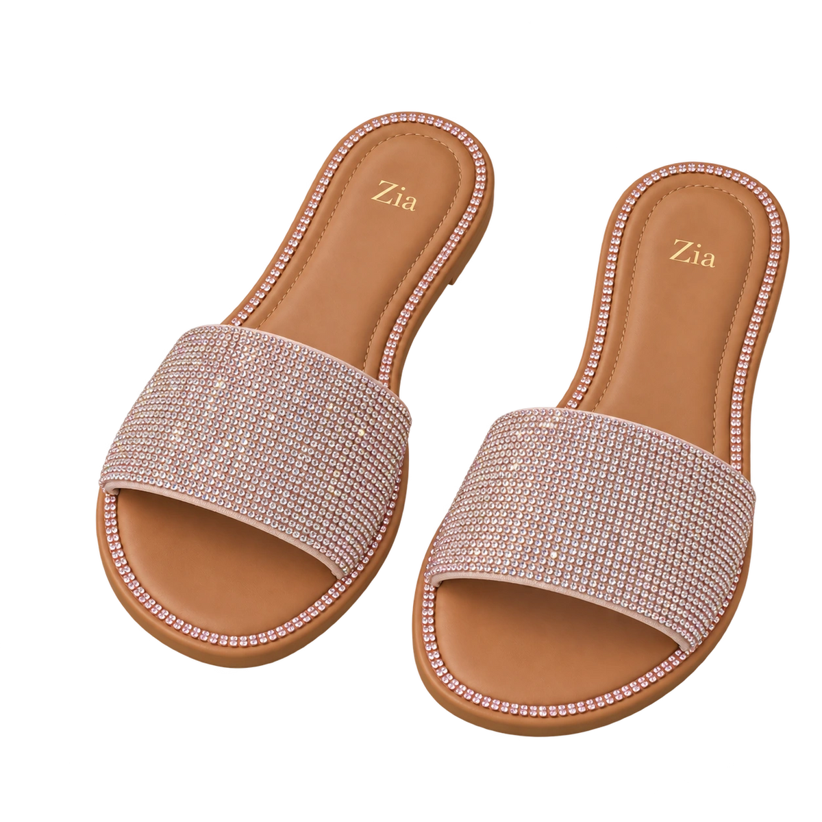 Glitter Band Slides, matching left and right pair in Silver / Blush