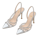 Crystal Slingback Heels, matching left and right pair in Silver