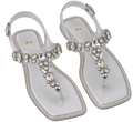 Jewel T-Bar Sandals, matching left and right pair in Silver