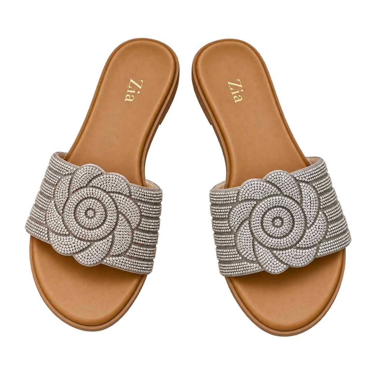 Crystal Rosette Slides, matching left and right pair in Silver