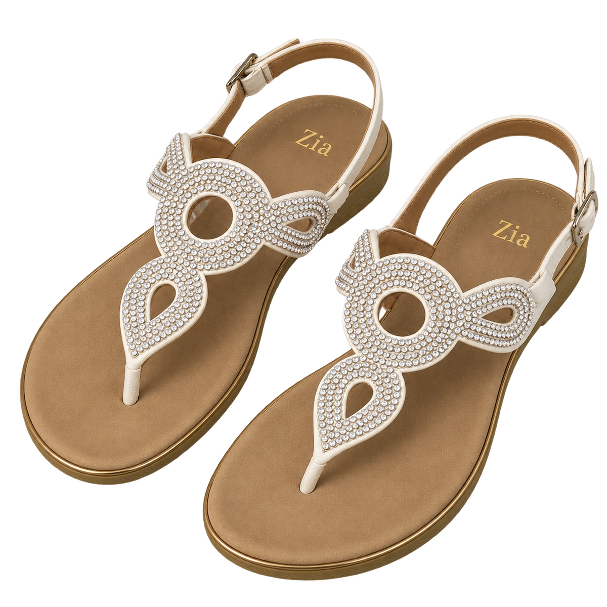 Crystal Medallion Sandals, matching left and right pair in White