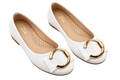 Gold Ring Ballet Flats, matching left and right pair in White