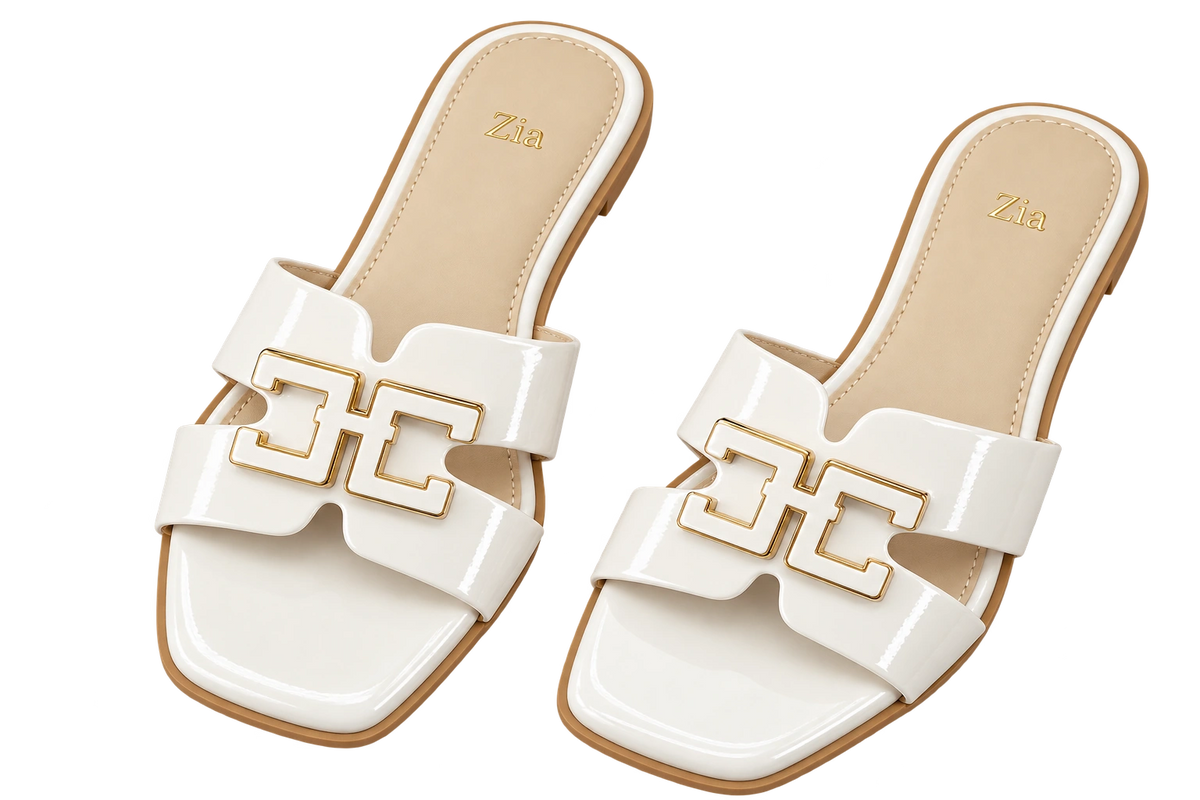 Gold Detail Slides, matching left and right pair in White