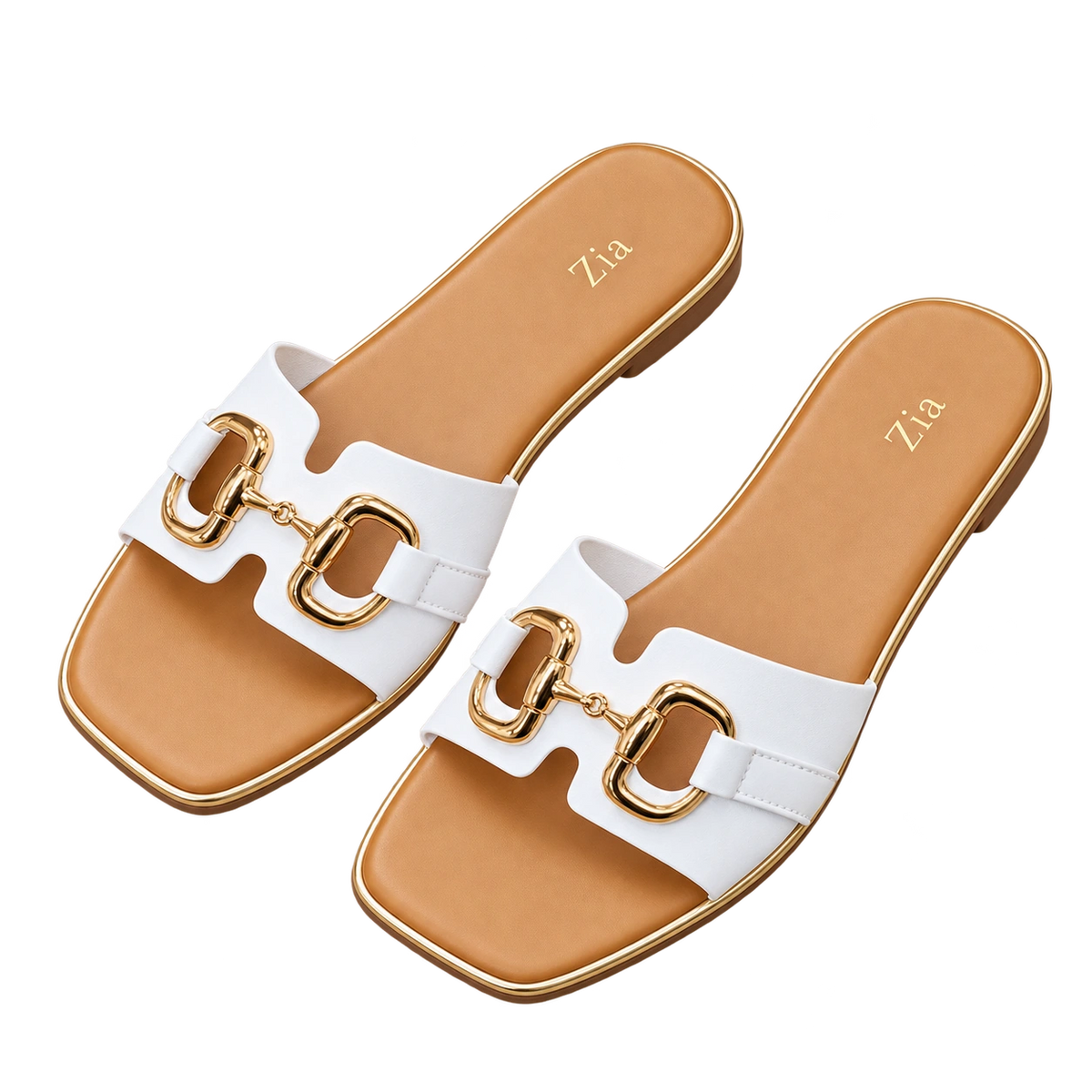 Gold Bit Slides, matching left and right pair in White