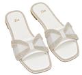 Crystal Strap Slides, matching left and right pair in White