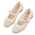 Open-Weave Mary Janes, matching left and right pair in White