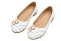 Cross-Strap Buckle Ballet Flats, matching left and right pair in White